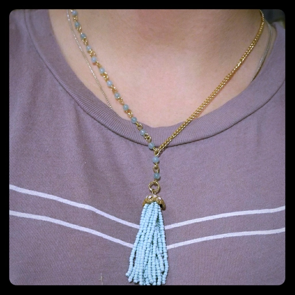 Blue tassle necklace